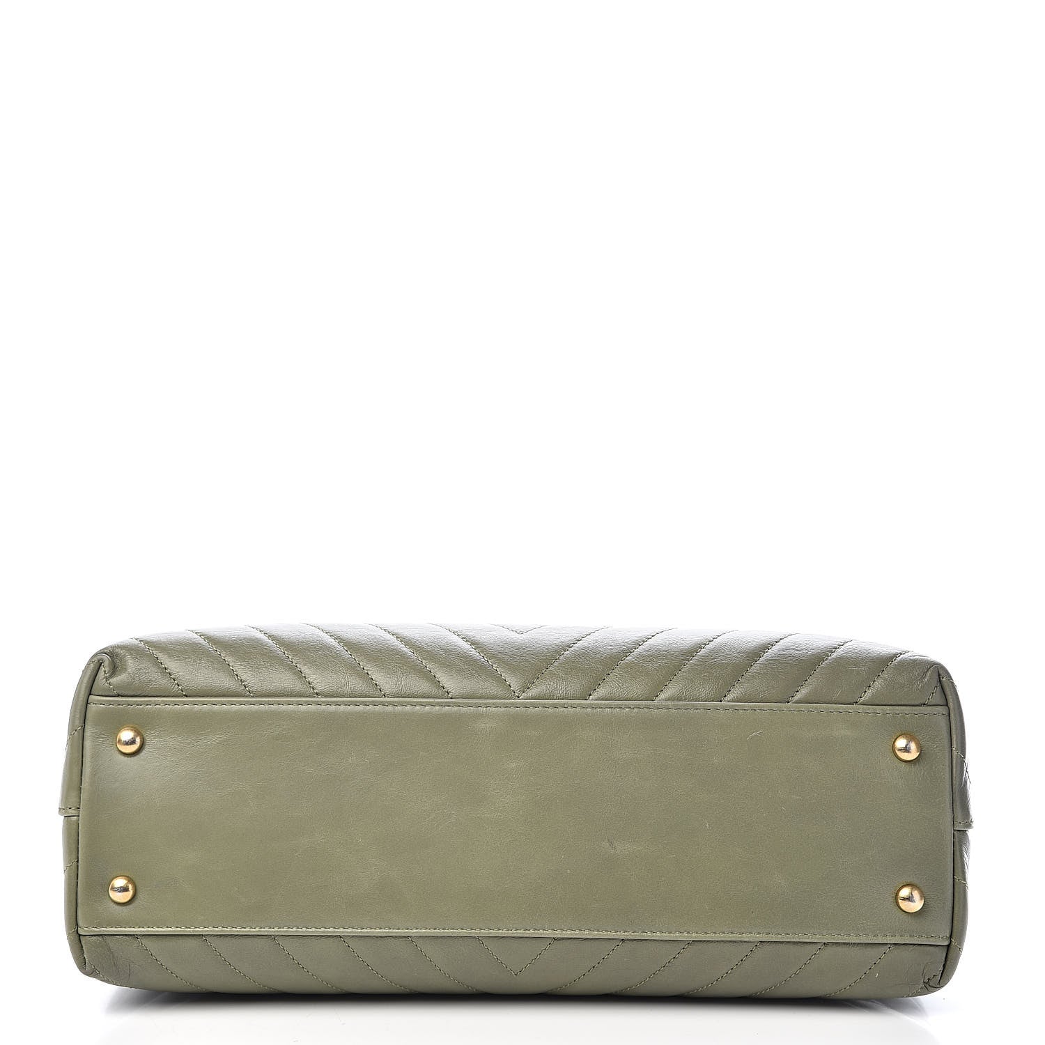 Chanel Calfskin Lizard Chevron Quilted Medium Coco Handle Flap Green 11 of 12