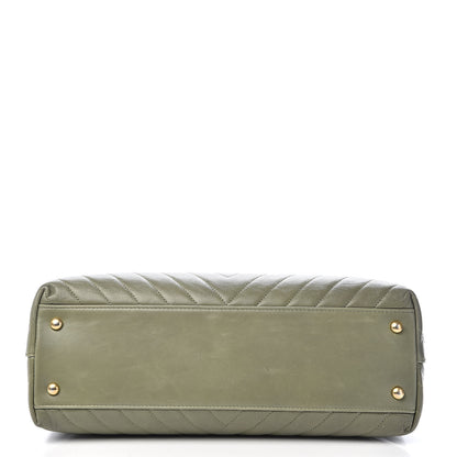 Chanel Calfskin Lizard Chevron Quilted Medium Coco Handle Flap Green 11 of 12