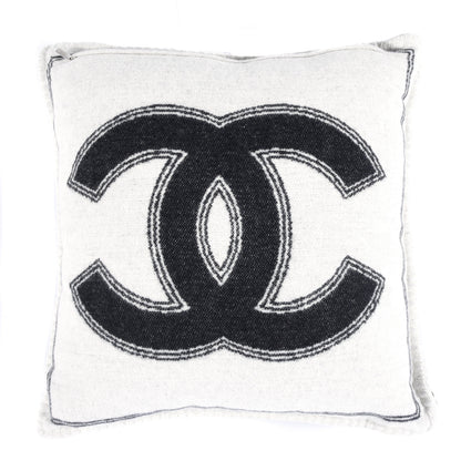Chanel Merino Wool Cashmere CC Pillow Black White 2 of 3