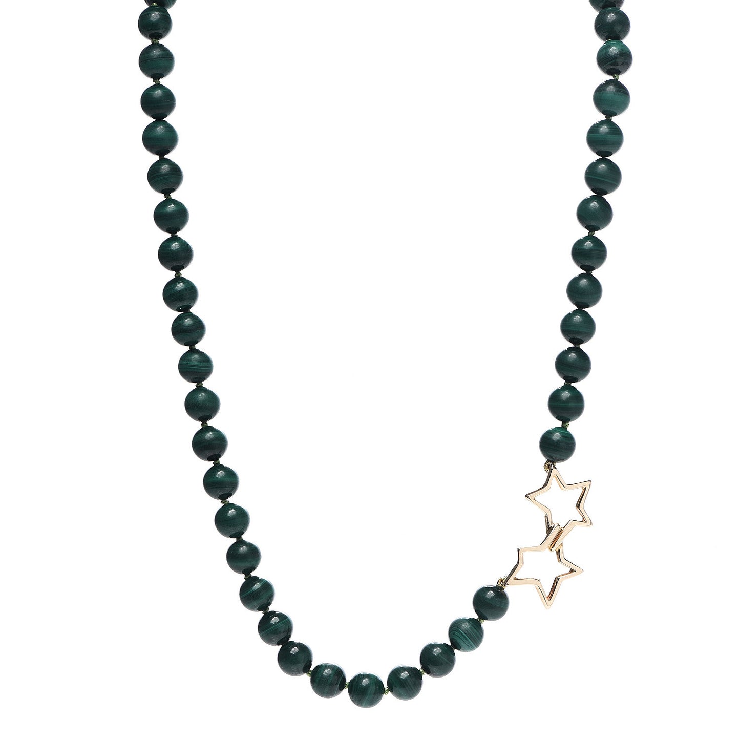 18K Yellow Gold Malachite Bead Necklace