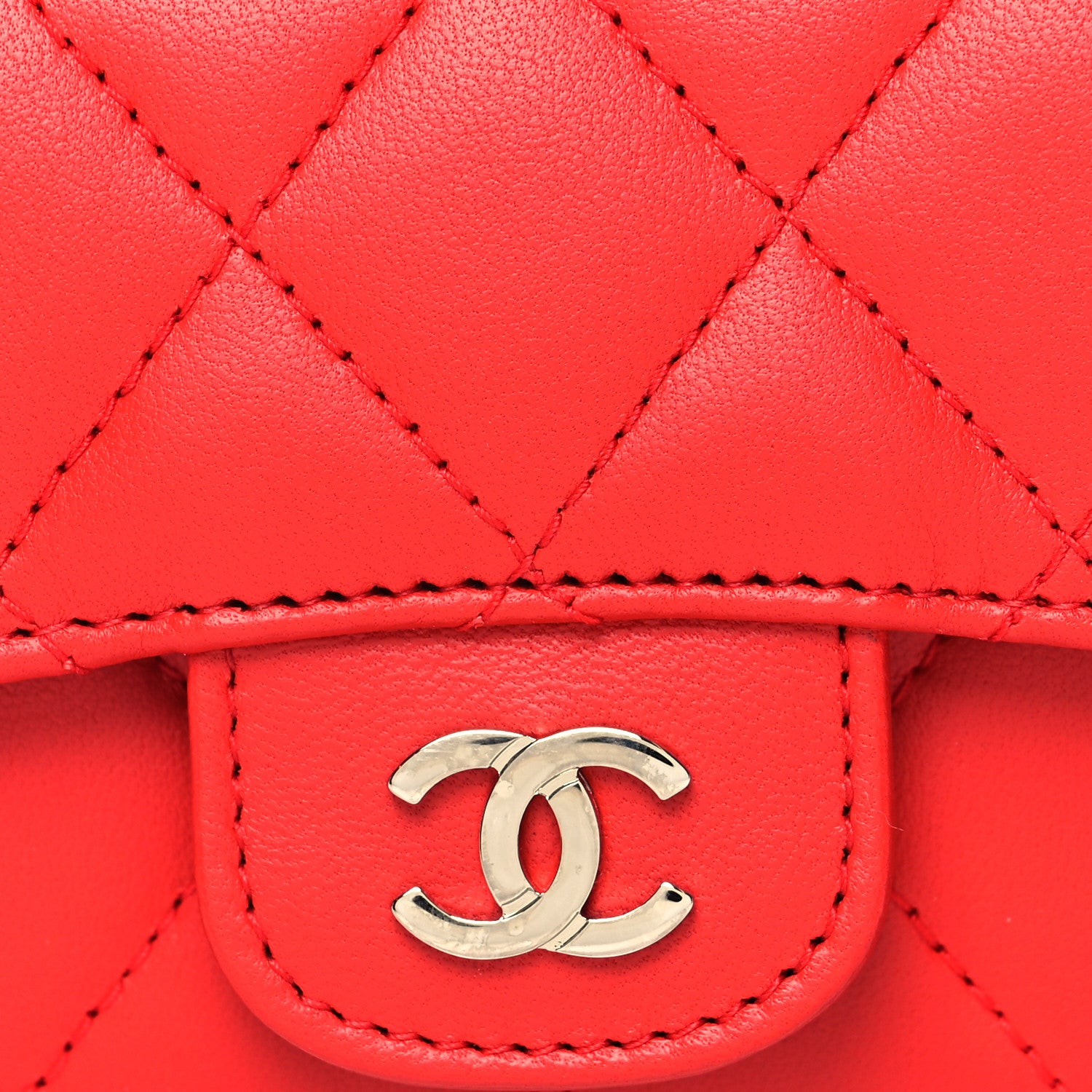 Chanel Lambskin Quilted Flap Card Holder Red 9 of 10