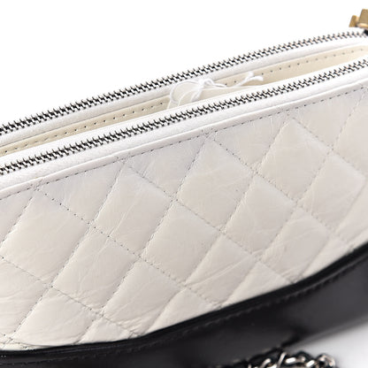 Chanel Aged Calfskin Quilted Small Gabrielle Clutch With Chain White Black 11 of 13