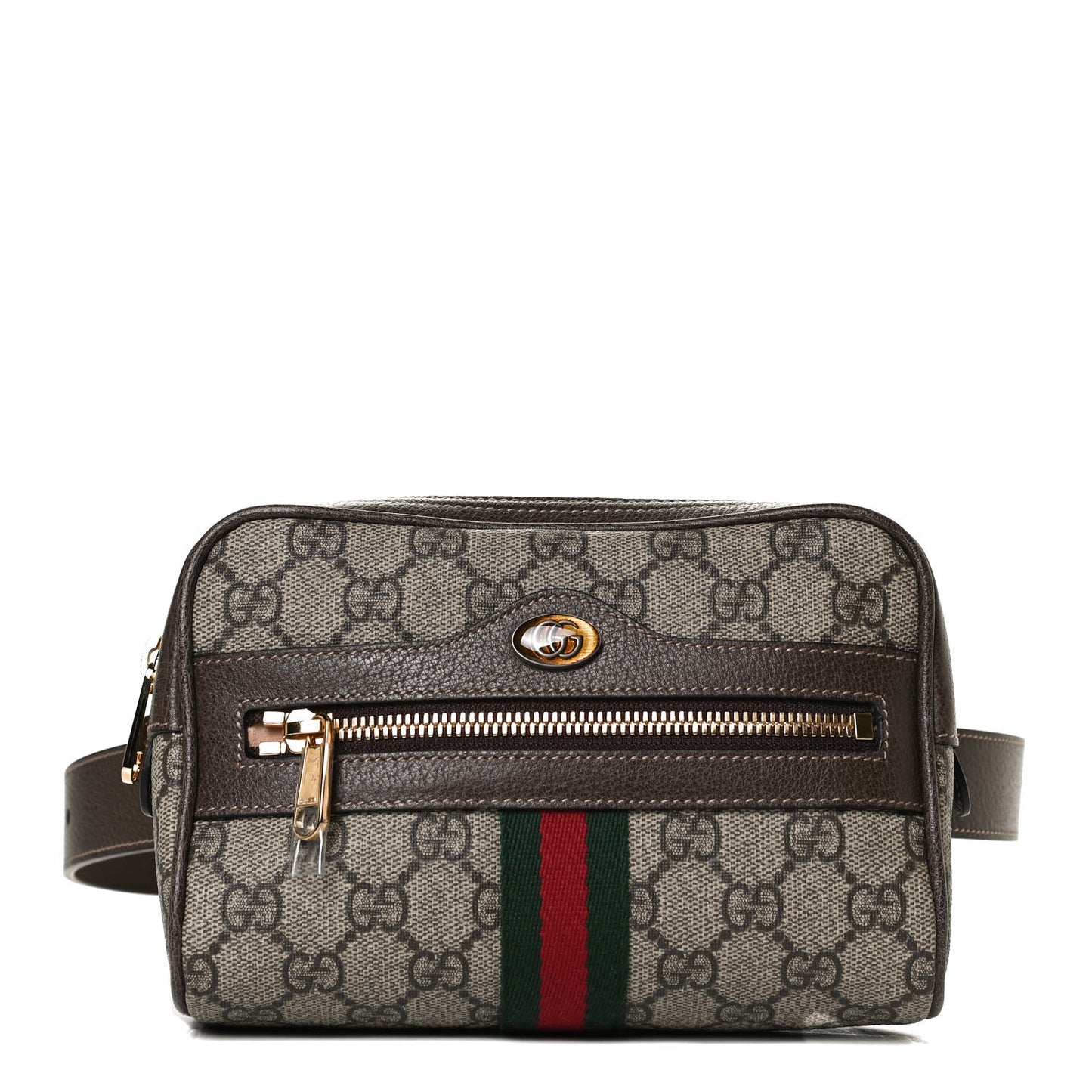 GG Supreme Monogram Web Small Ophidia Belt Bag 75 30 Dark Brown