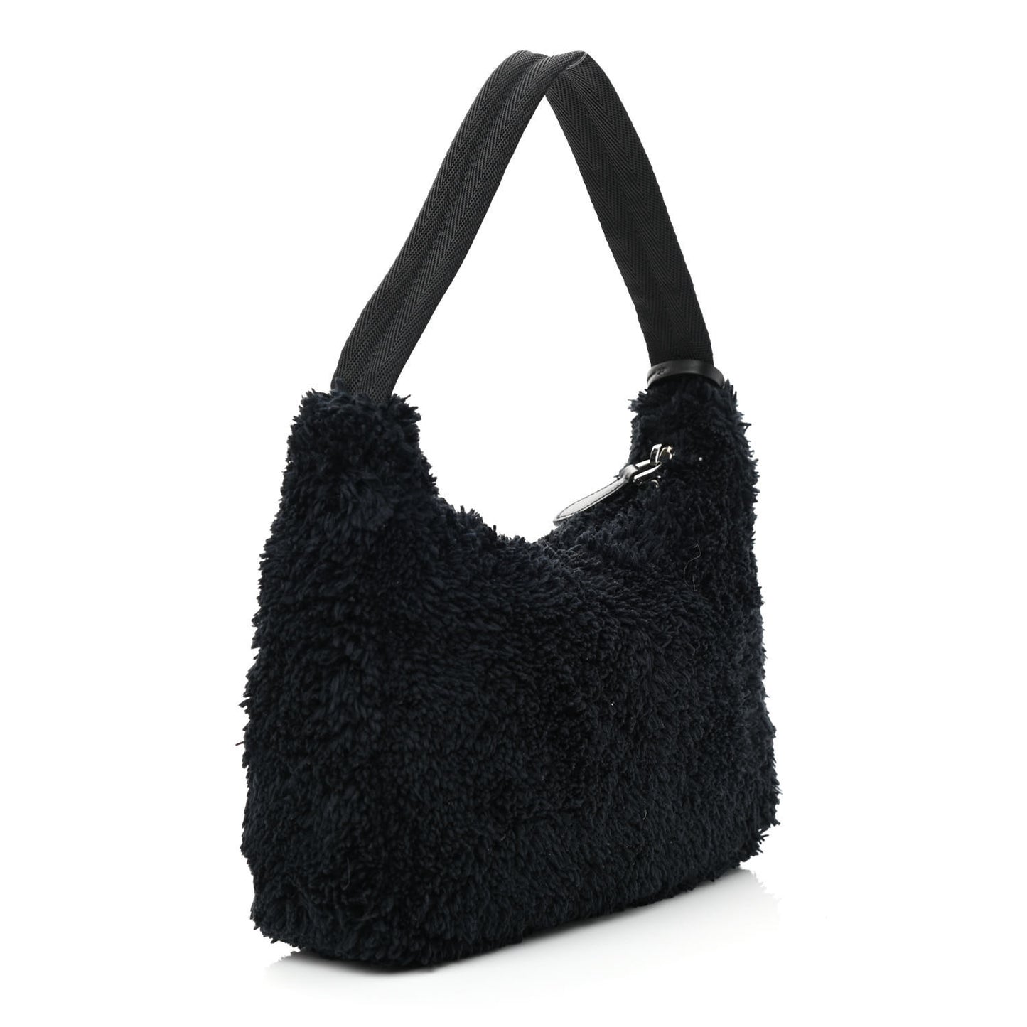 Terry Cloth Mini Re-Edition 2000 Bag Black White