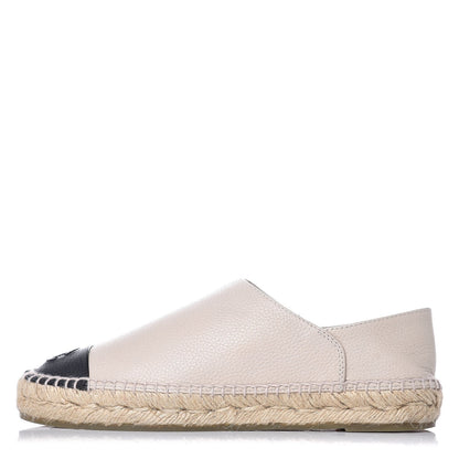 Chanel Grained Calfskin CC Espadrilles 37 Beige Black 1 of 9