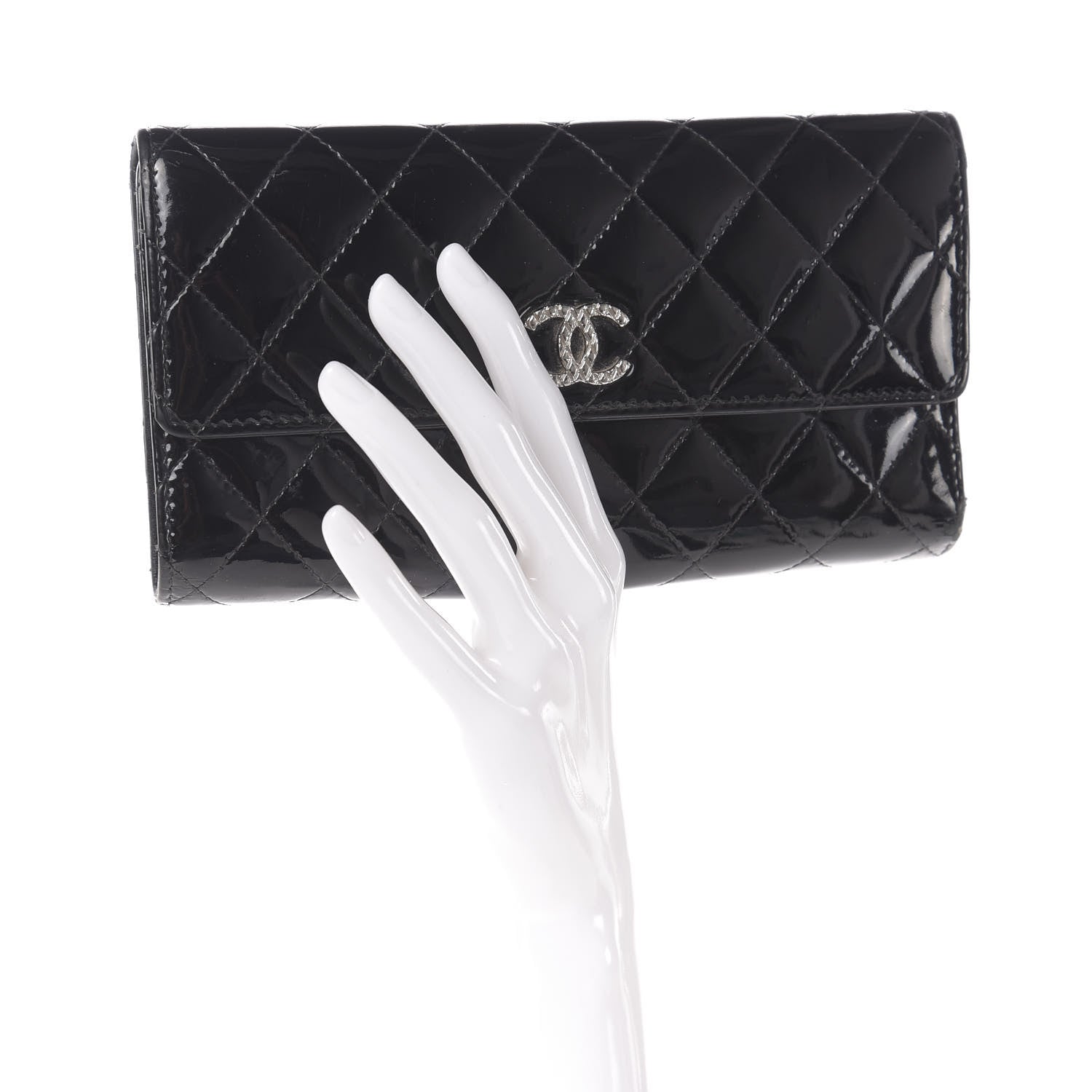 Chanel Patent Quilted Large Brilliant Flap Wallet Black 2 of 11