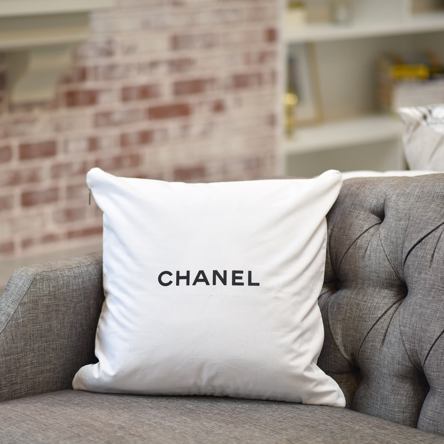 Chanel Merino Wool Cashmere CC Pillow Grey Off White 3 of 7