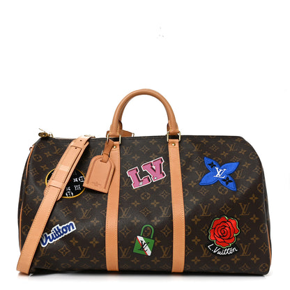 Louis Vuitton Monogram Patches Keepall Bandouliere 50 1 of 8