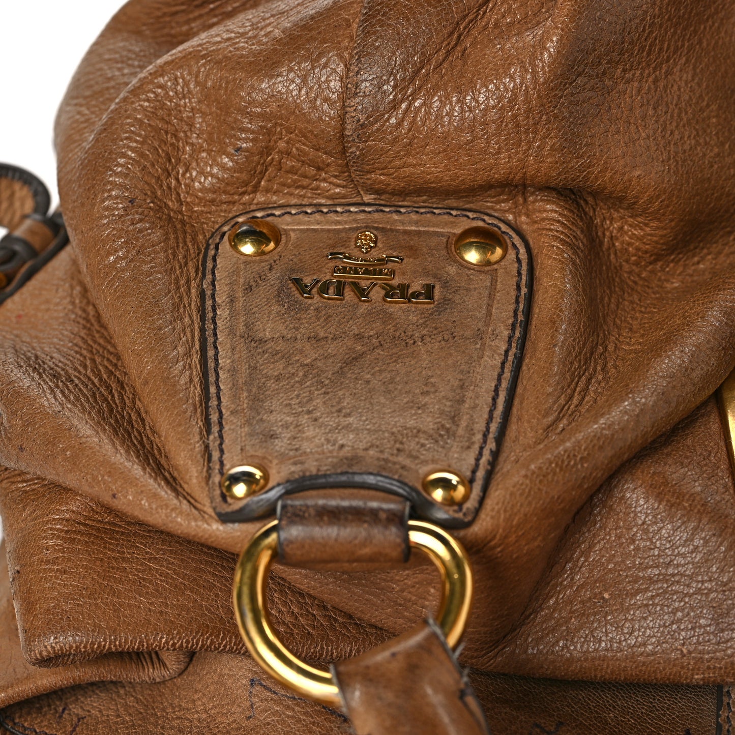Vitello Daino Pushlock Shoulder Bag Brown