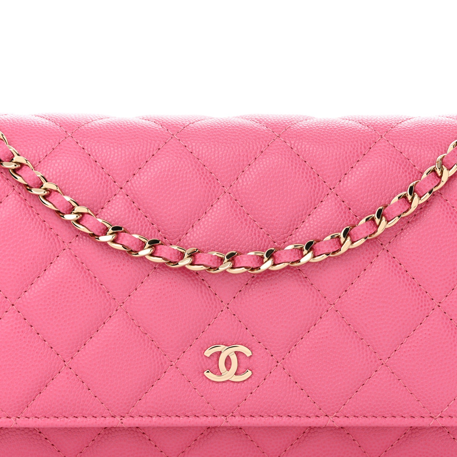 Chanel Caviar Quilted Wallet on Chain WOC Pink 9 of 11