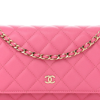 Chanel Caviar Quilted Wallet on Chain WOC Pink 9 of 11