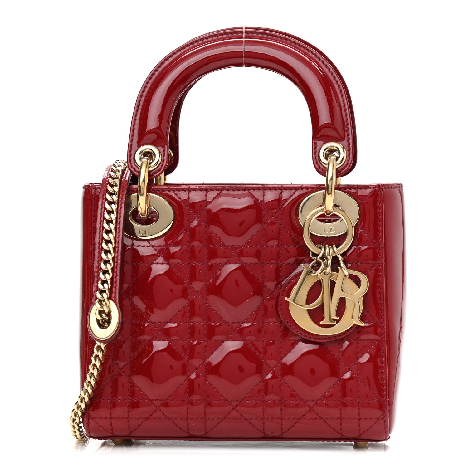 Christian Dior Patent Cannage Mini Lady Dior Red 1 of 9