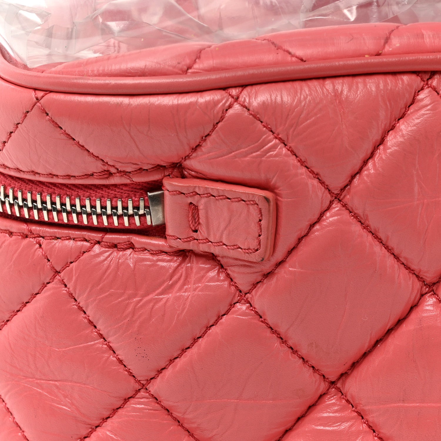 Chanel Crumpled Calfskin PVC Quilted Flap Pink 12 of 20