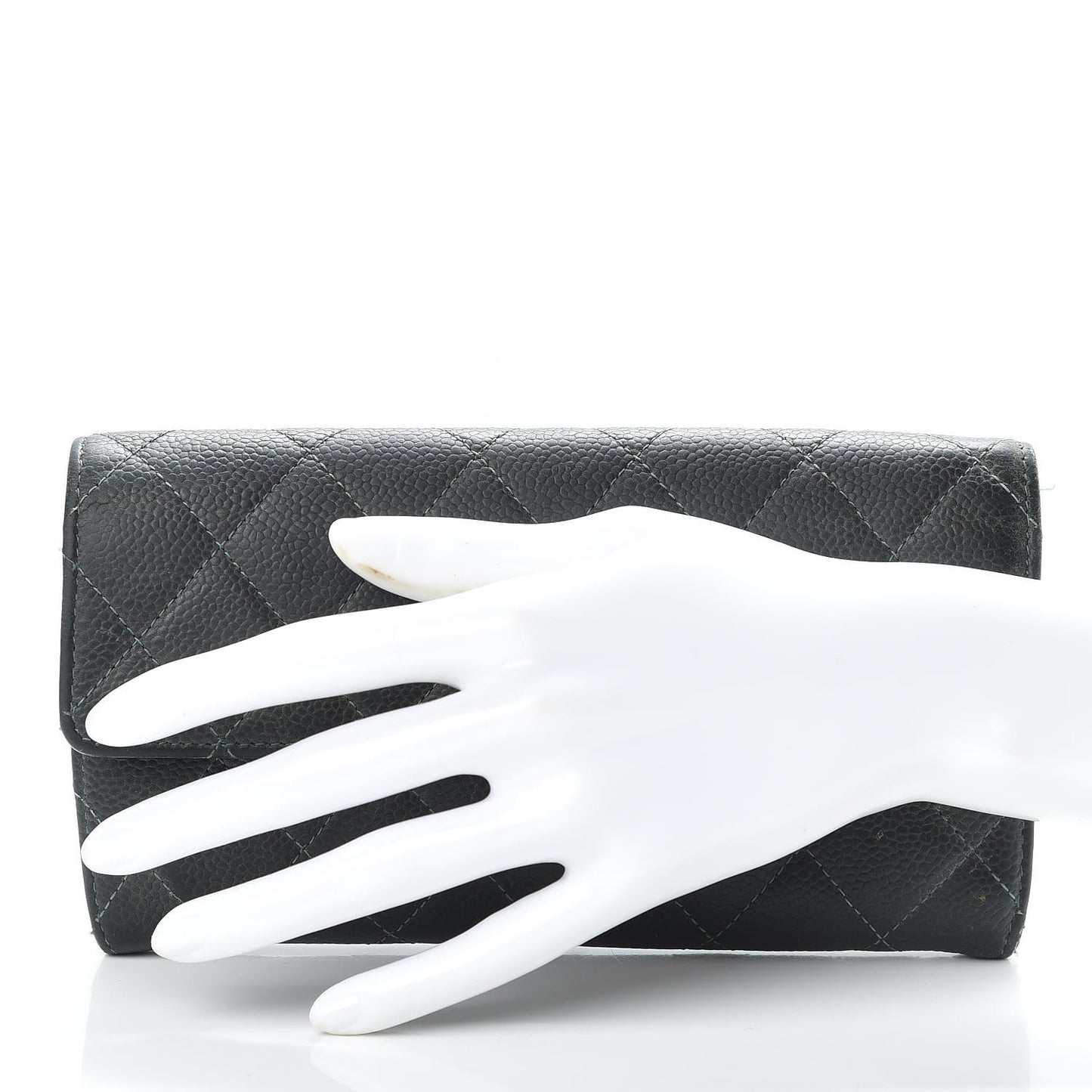 Iridescent Caviar Quilted Large Flap Wallet