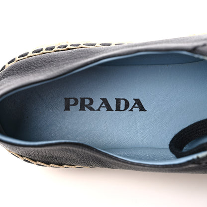 Prada Calfskin Espadrille 45mm Platform Sneakers 38.5 Black 7 of 8