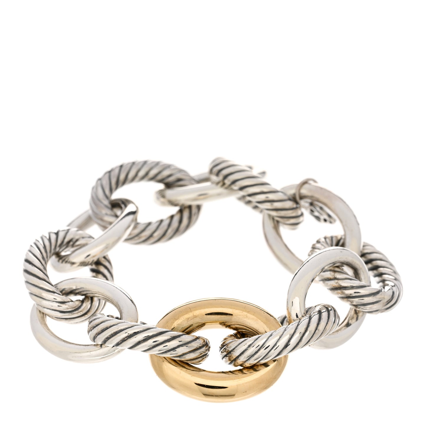 Sterling Silver 18K Yellow Gold 19mm Extra Large Oval Link Bracelet