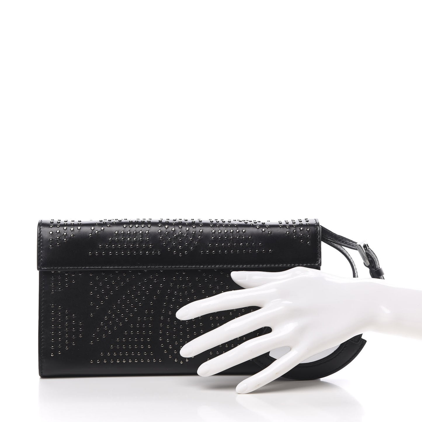 Calfskin Studded Pochette Clutch Black