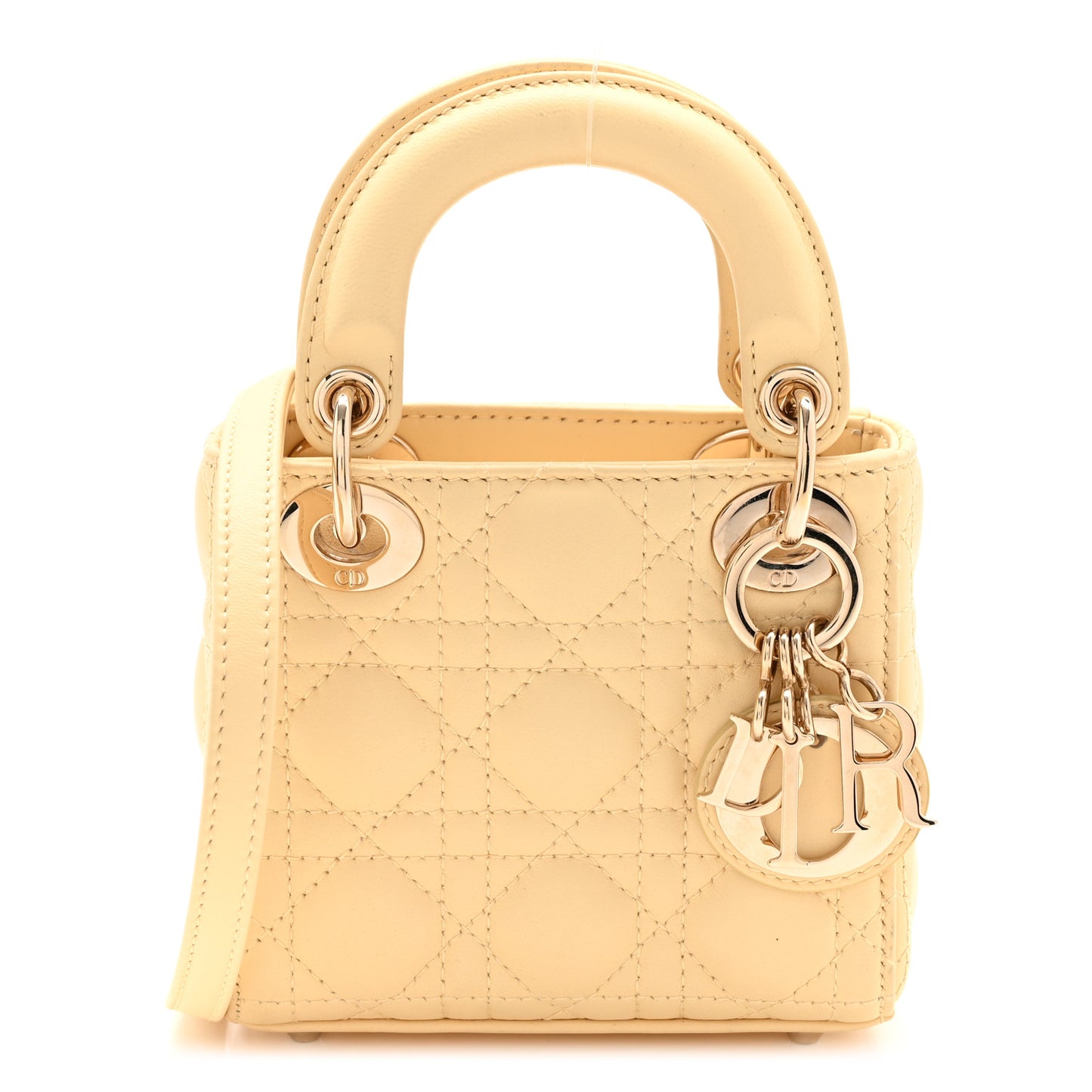 Lambskin Cannage Micro Lady Dior Soft Yellow