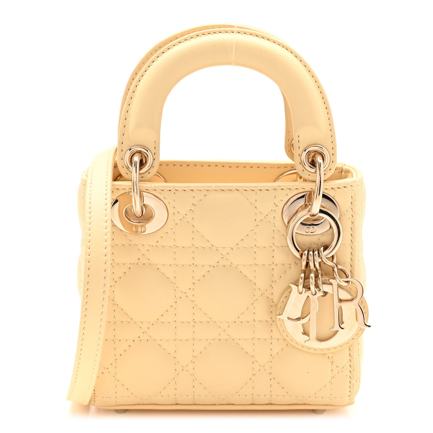 Christian Dior Lambskin Cannage Micro Lady Dior Soft Yellow 1 of 11