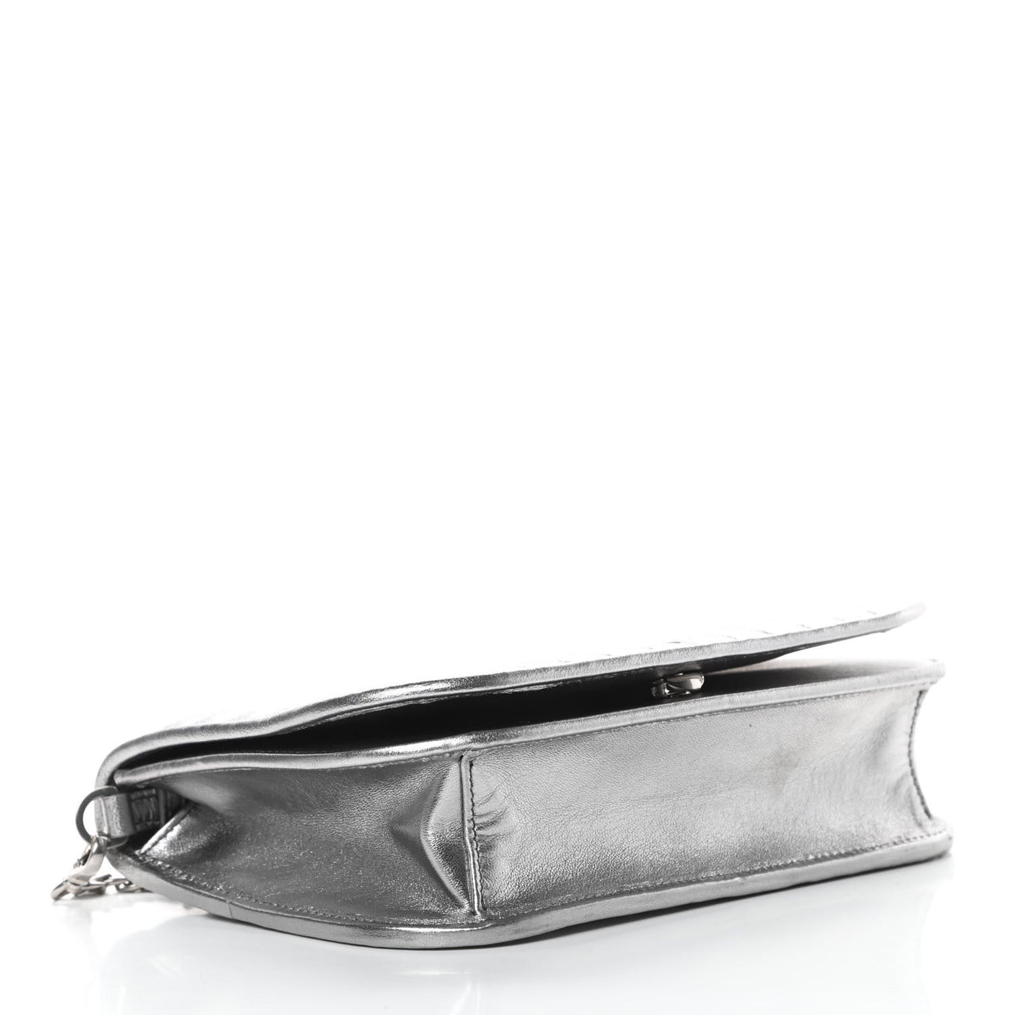 Metallic Nappa Impunture Small Diagramme Crossbody Bag Cromo