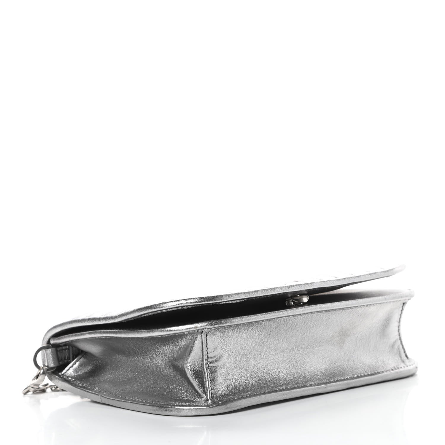Prada Metallic Nappa Impunture Small Diagramme Crossbody Bag Cromo 4 of 10