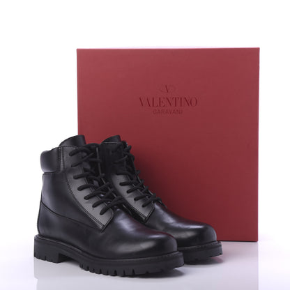 Valentino Garavani Calfskin Womens Donna Star Print Combat Boots 39.5 Black 9 of 9
