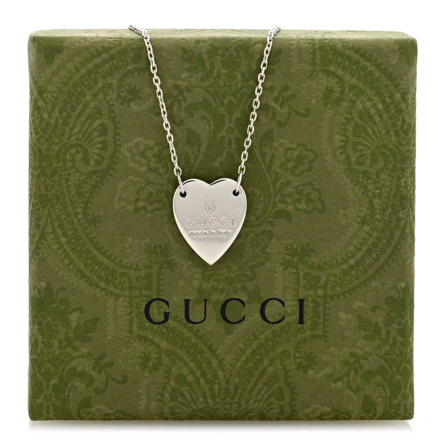 Gucci Sterling Silver Trademark Heart Pendant Necklace 6 of 6