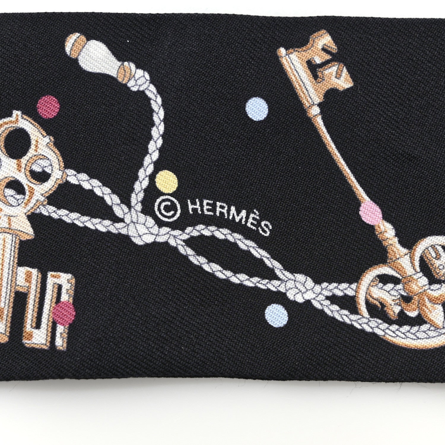 Hermes Silk Les Cles A Pois Twilly Black Beige Rose Multicolor 3 of 4