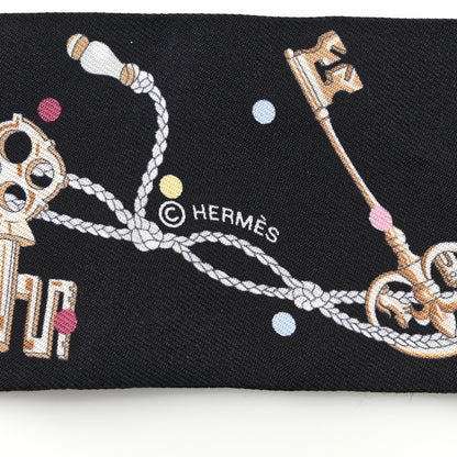 Hermes Silk Les Cles A Pois Twilly Black Beige Rose Multicolor 3 of 4