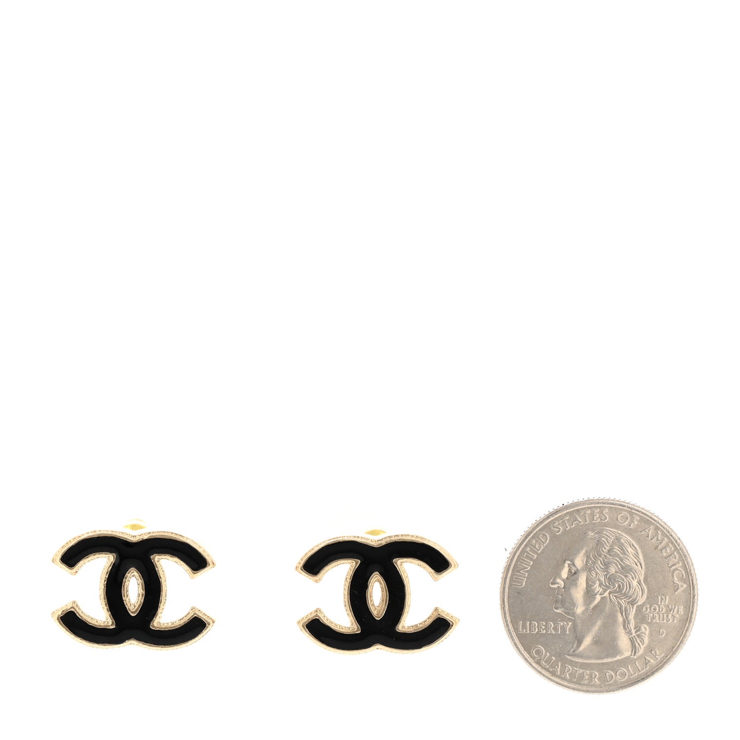 Chanel Metal Enamel CC Earrings Black Gold 2 of 5