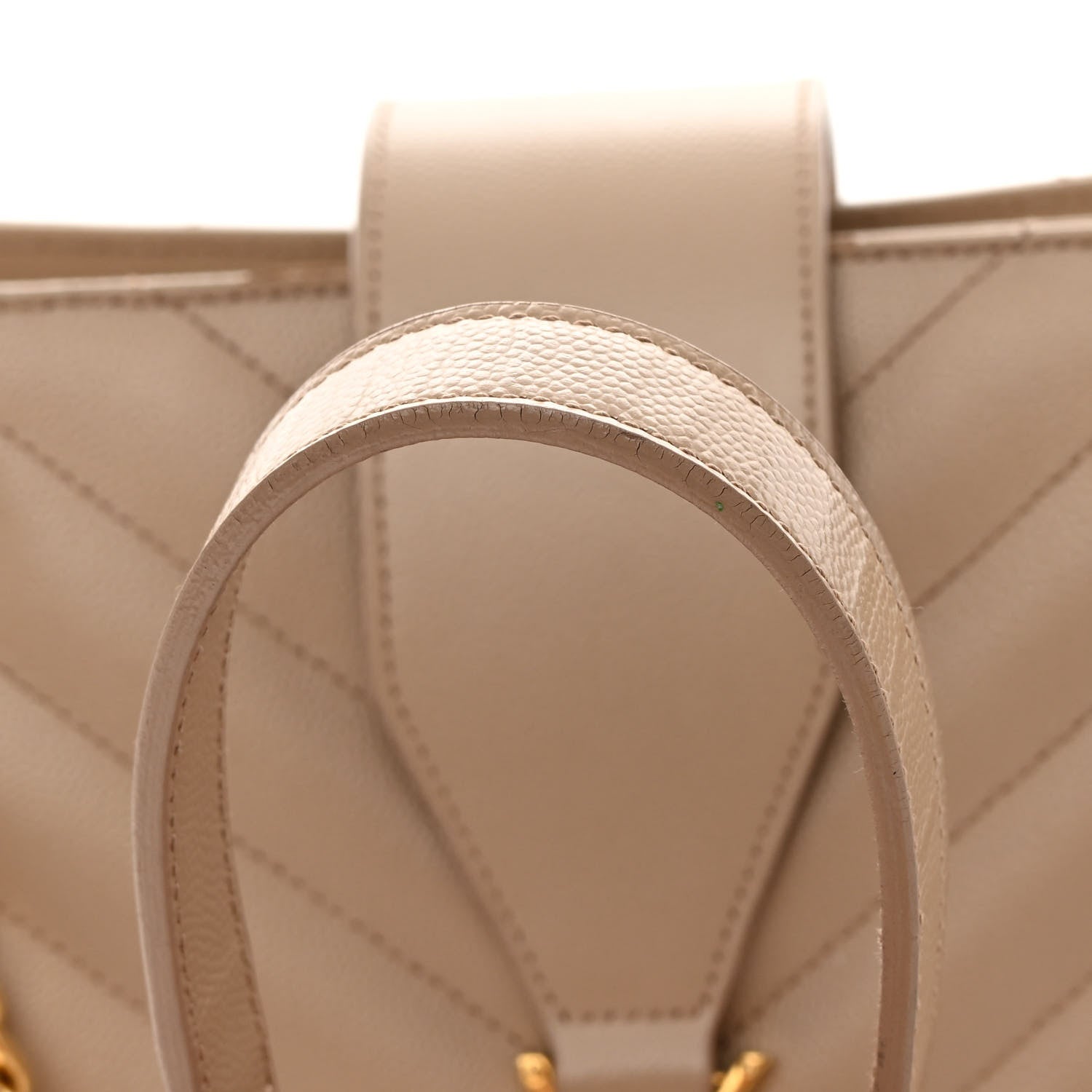 Saint Laurent Grain De Poudre Matelasse Chevron Monogram Shopping Bag Dark Beige 20 of 22
