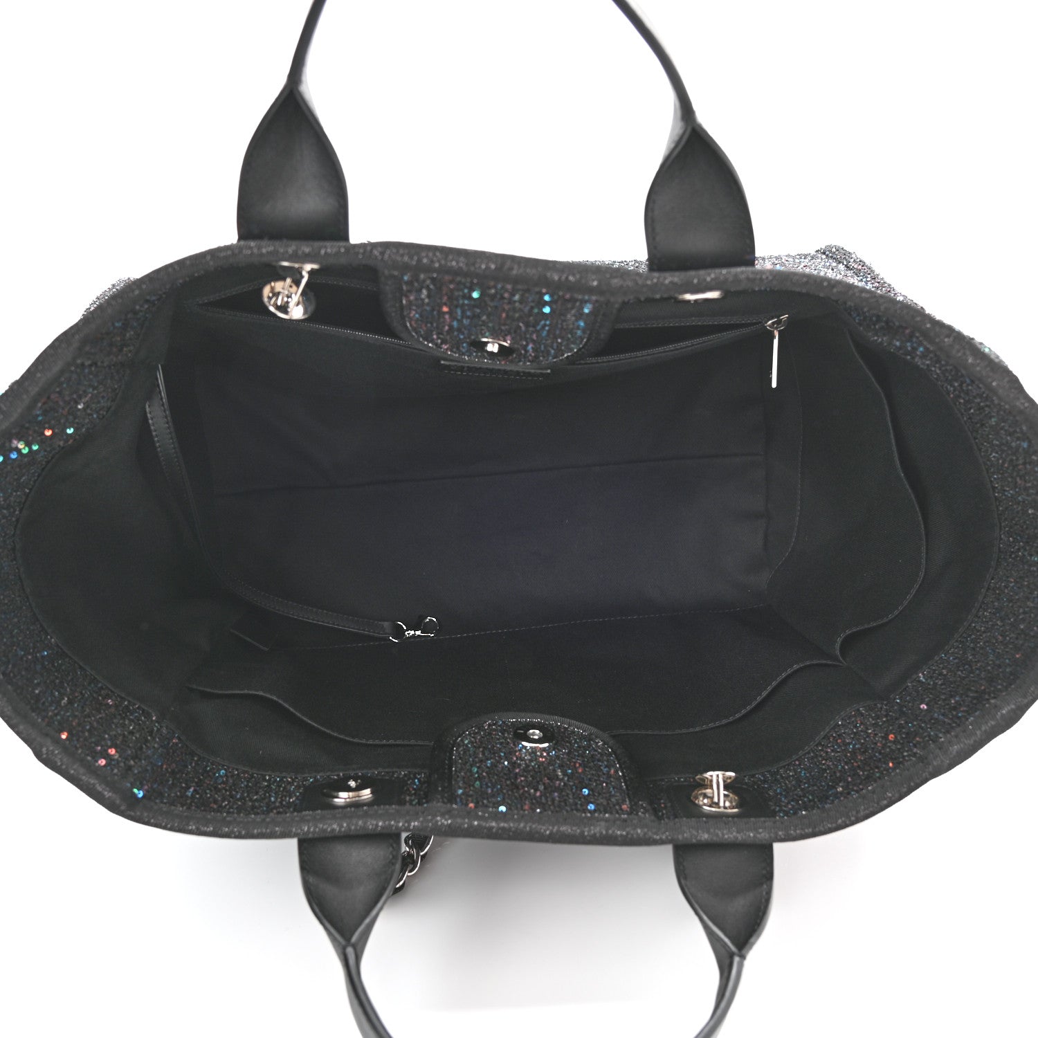 Chanel Viscose Sequins Medium Deauville Tote Black 5 of 10