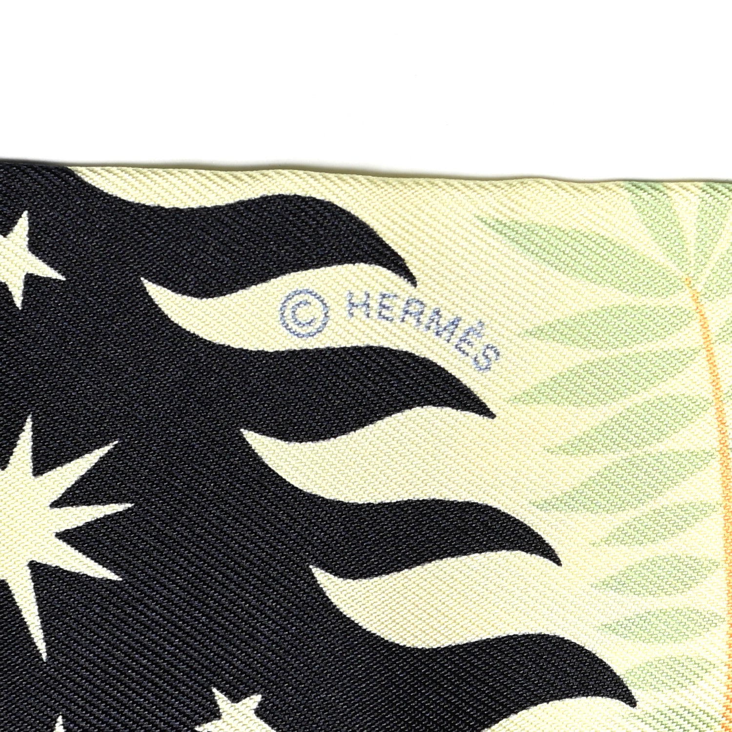 Hermes Silk Sous Le Charme D Orphee Twilly Bleu Black Jaune Soufre 3 of 4