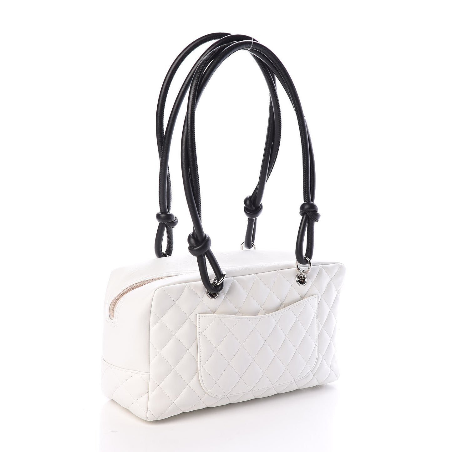 Calfskin Quilted Large Cambon Bowler White Black