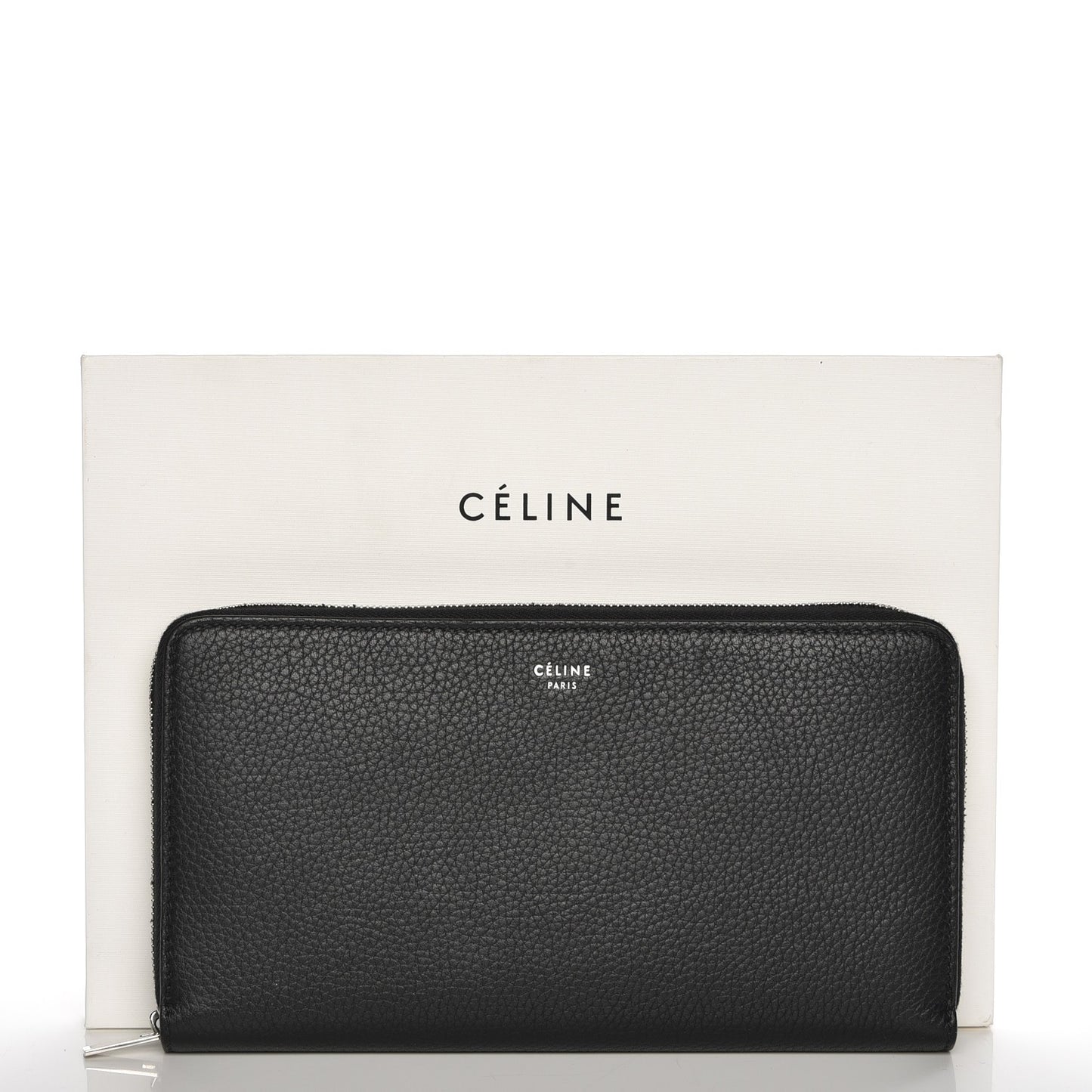 Calfskin Large Zip Around Multifunction Wallet Black Citron