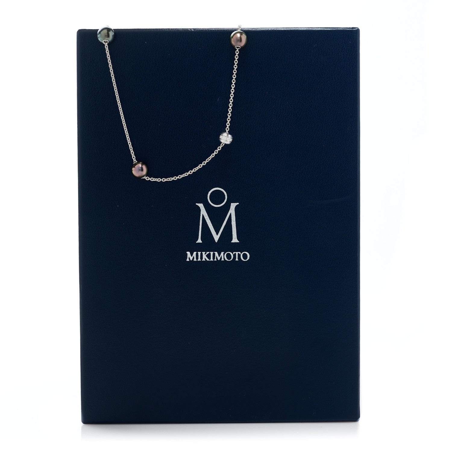 Mikimoto 18K White Gold Diamond Black South Sea Pearl Pearls In Motion Necklace 5 of 5