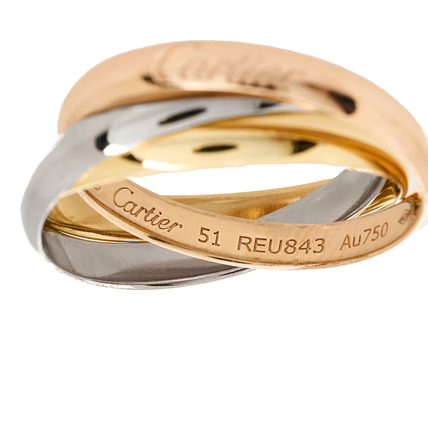 18K Pink Yellow White Gold Small Trinity Ring 51 5.75