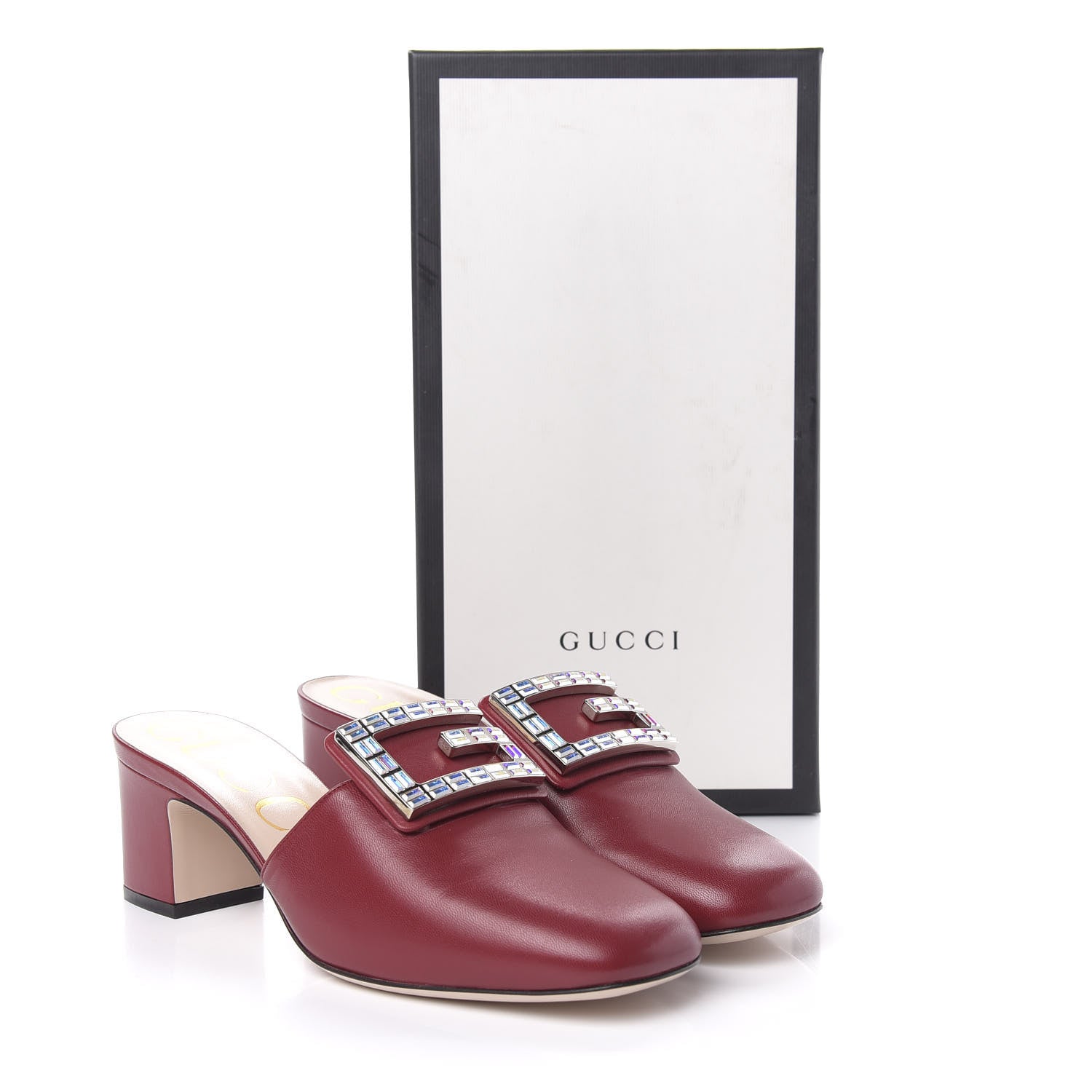 Gucci Malaga Kid Crystal Square G Madelyn Mules 39 Romantic Cerise 10 of 10