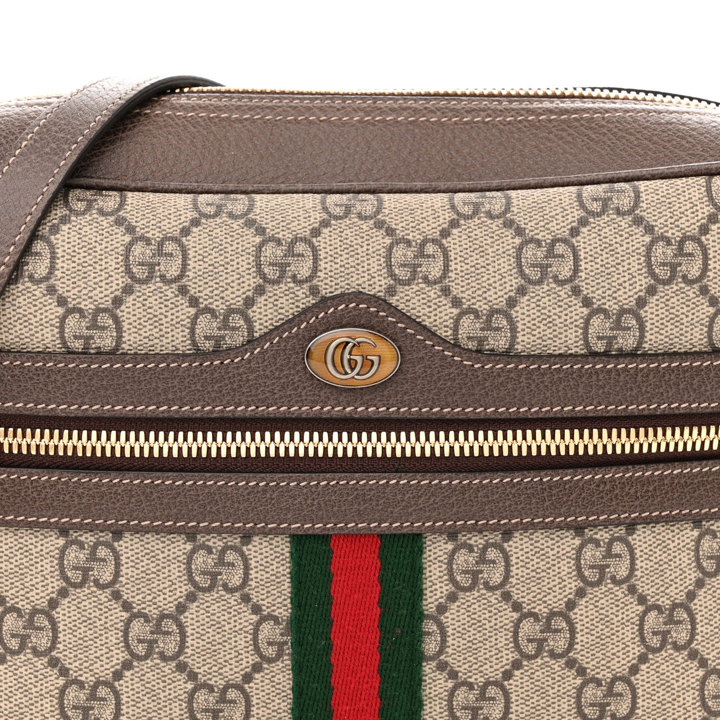 GG Supreme Monogram Web Small Ophidia Shoulder Bag Brown