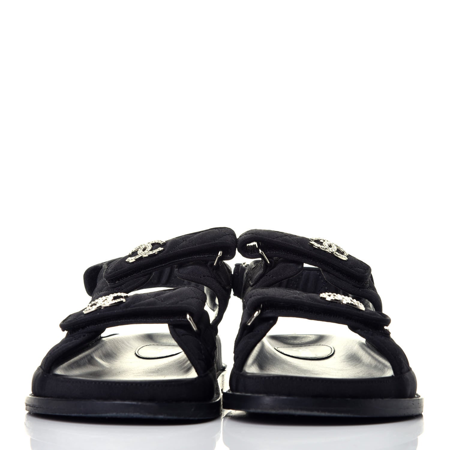 Chanel Fabric Velcro Dad Sandals 39 Black 2 of 8