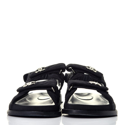 Chanel Fabric Velcro Dad Sandals 39 Black 2 of 8