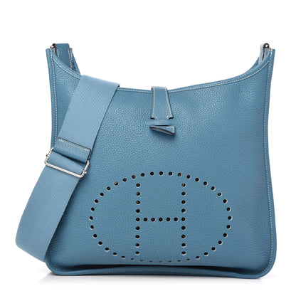 Hermes Taurillon Clemence Evelyne III GM Blue Jean 1 of 9