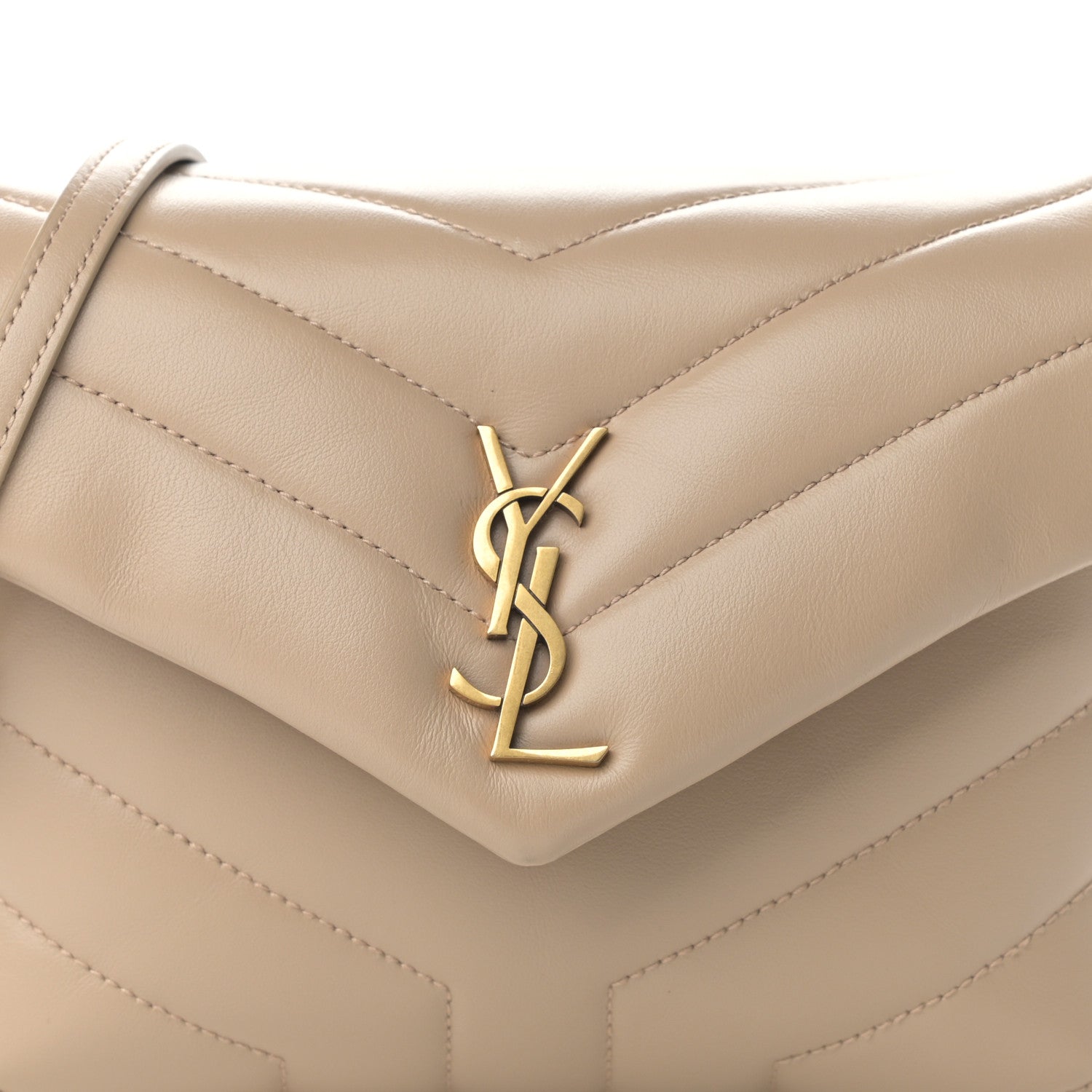 Saint Laurent Calfskin Y Quilted Monogram Toy Loulou Crossbody Bag Dark Beige 8 of 11
