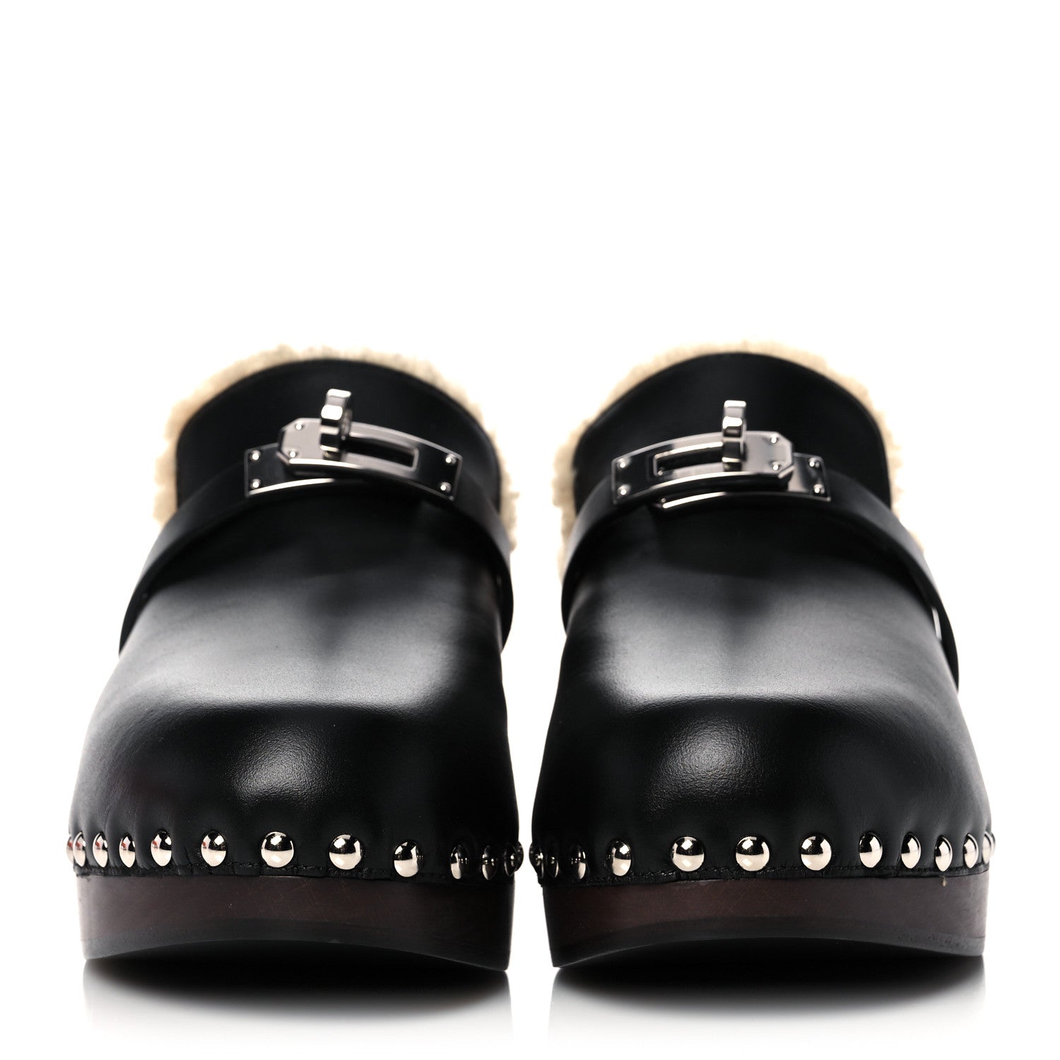 Hermes Calfskin Wool Carlotta Mules 35 Black 2 of 9