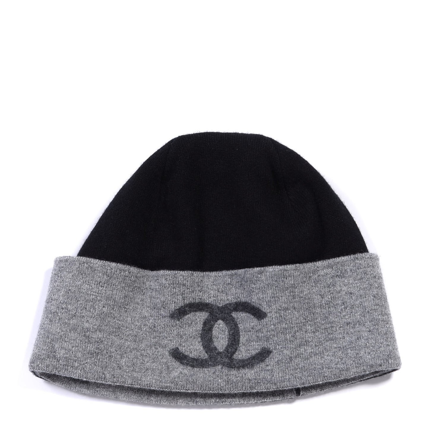 Cashmere Blend CC Beanie Hat Black Grey