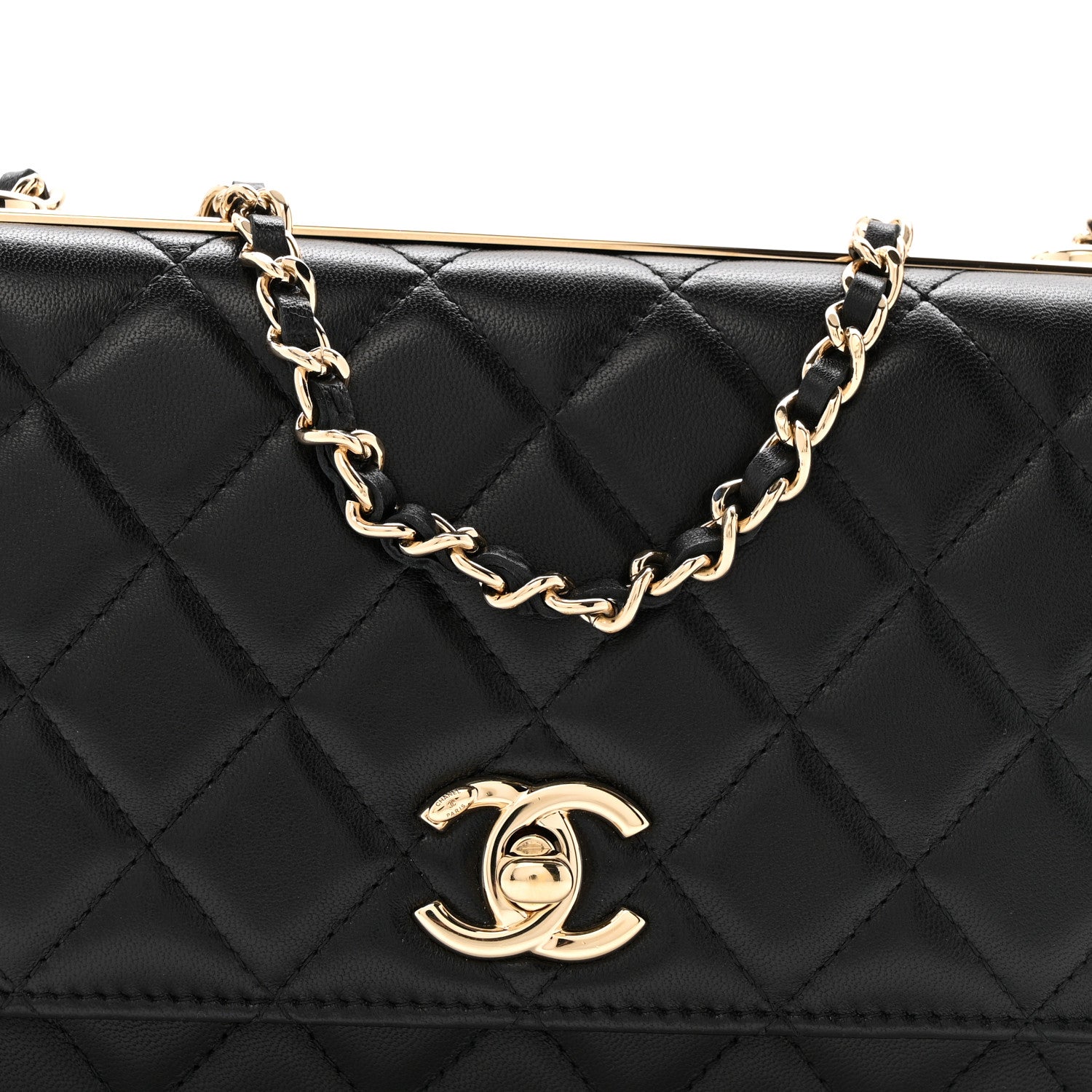 Chanel Lambskin Quilted Trendy CC Wallet On Chain WOC Black 9 of 13