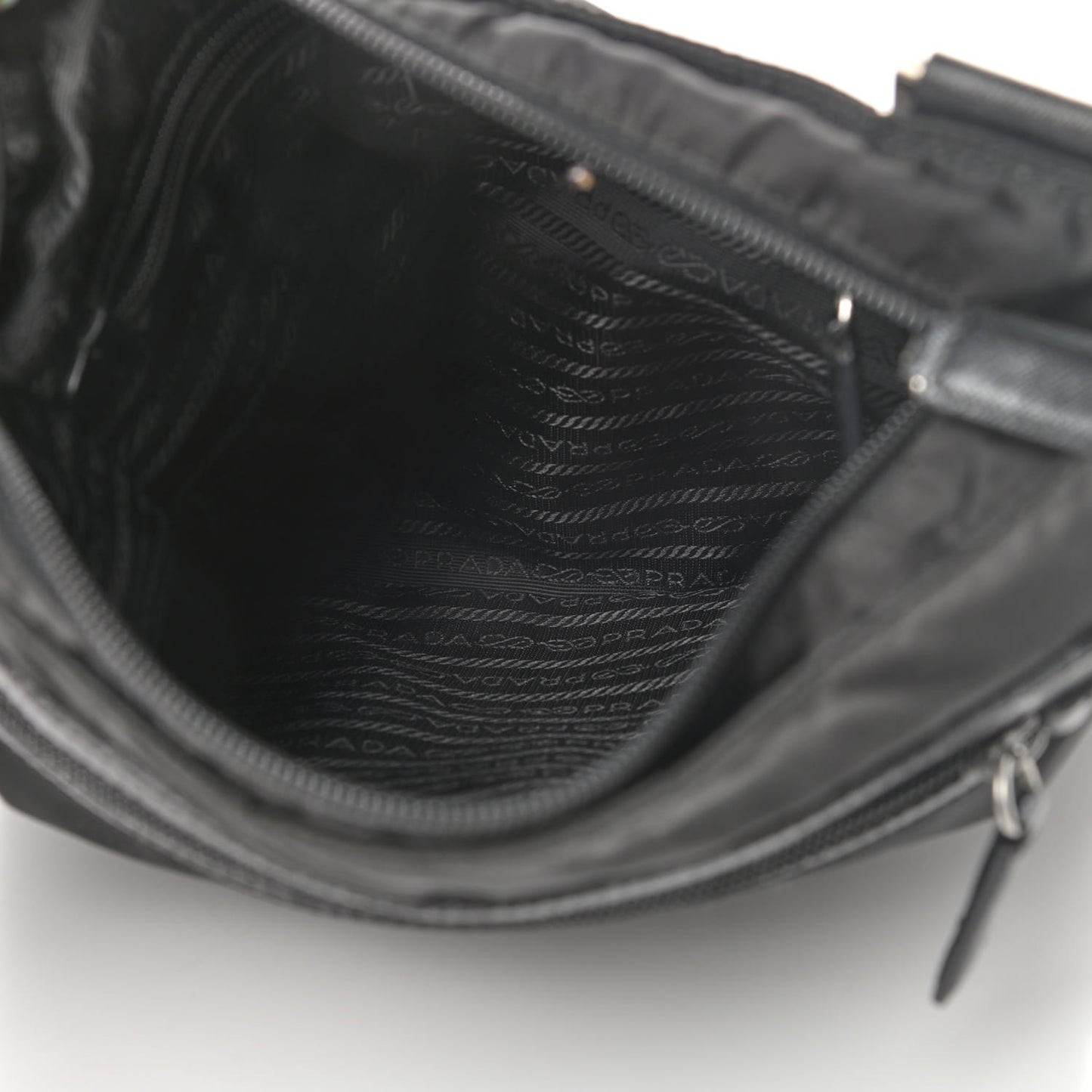 Nylon Saffiano Flat Messenger Bag Black