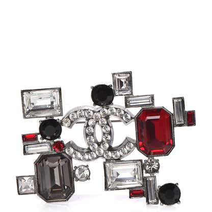 Chanel Baguette Crystal CC Brooch Silver 1 of 5
