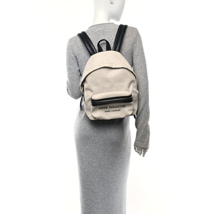 Saint Laurent Canvas Rive Gauche City Backpack White Black 2 of 10