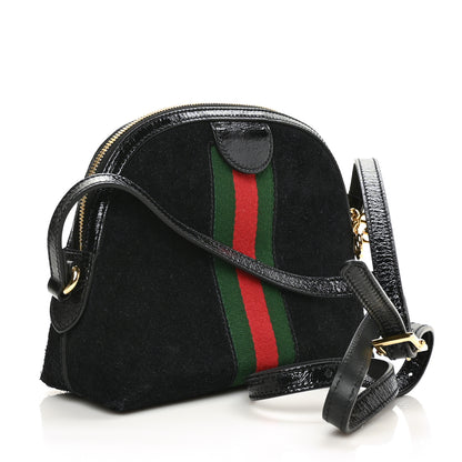 Gucci Suede Patent Web GG Small Ophidia Dome Shoulder Bag Black 2 of 6